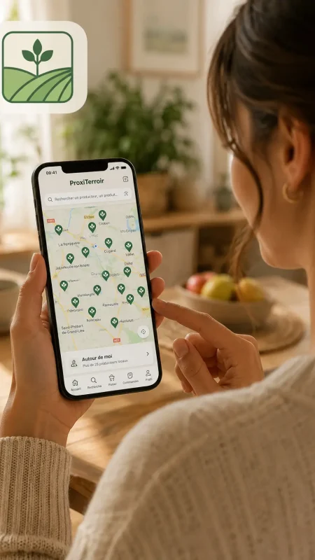 Consommateur recherchant des producteurs sur une carte