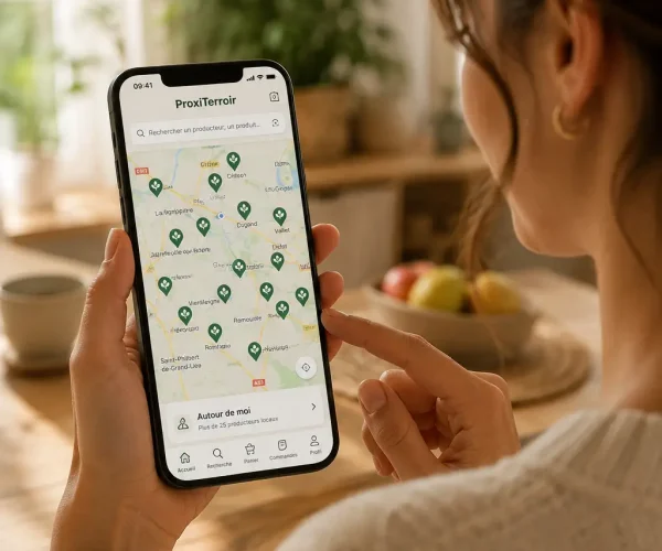 Consommateur recherchant des producteurs sur une carte