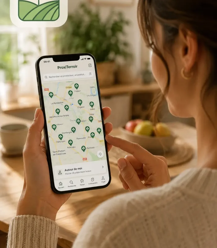 Consommateur recherchant des producteurs sur une carte