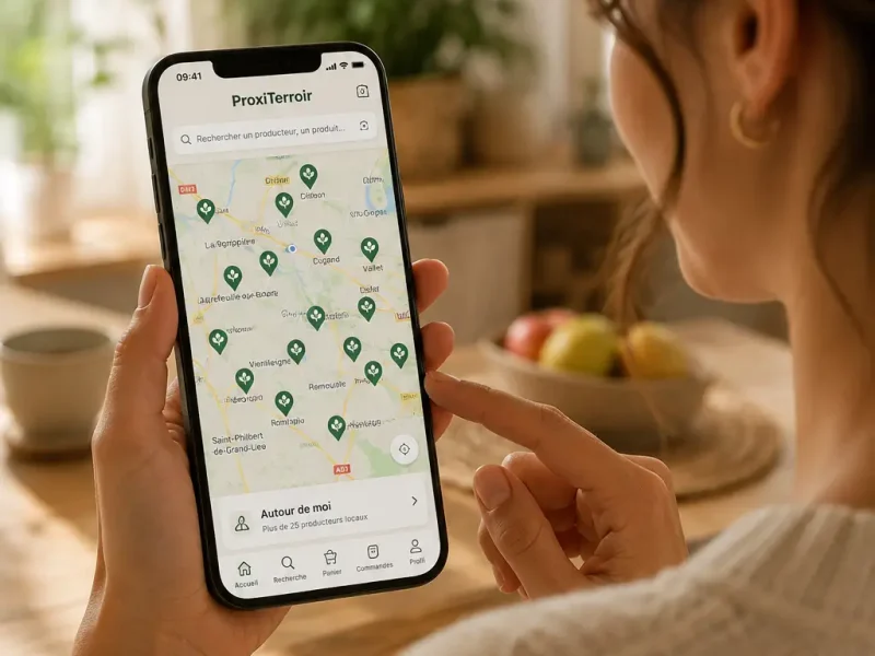 Consommateur recherchant des producteurs sur une carte